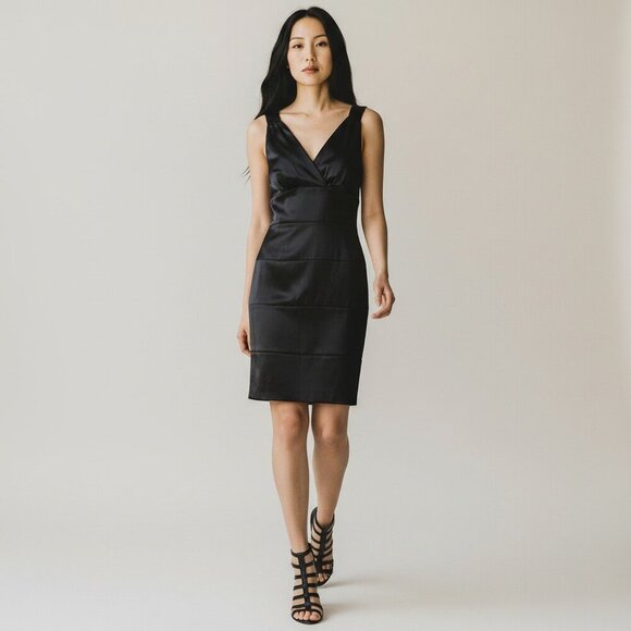 Bisou Bisou NWT Bandage Dress Black Satin Super Sexy Classy Cocktail Party Sz 10 - Picture 14 of 16